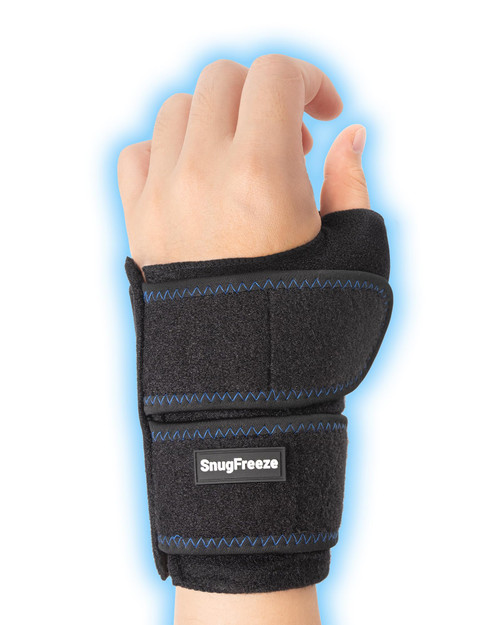 SnugFreeze Wrist and Thumb Ice Pack Glove - Adjustable Hot & Cold Gel Glove Therapy for Arthritis, Tendonitis, Tenosynovitis, Carpal Tunnel - Hand Pain Relief