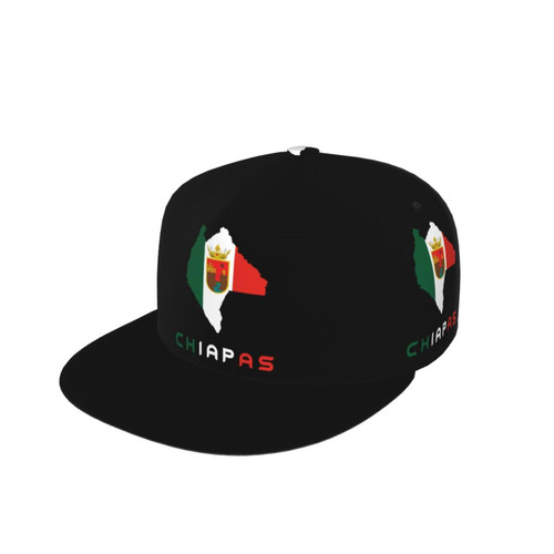 State of Chiapas Flag map Unisex 3D Print Classic Baseball Cap Snapback Flat Bill Hip Hop Hats Fashion Black