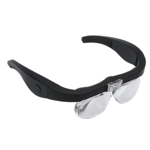 Head Mounted Magnifying Glass Illuminated Magnifying Glass 1.5X 2.5X 3.5X 5X USB Rechargeable Headband Hand Magnifying Loupes with Light (Black)