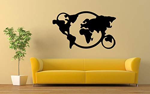 Wall Sticker World Map Continents Land Earth Globe Vinyl Mural Decal Art Decor EH3055