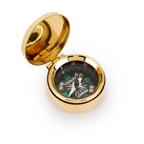 NKlaus Maritim Small Compass 3,5cm with lid Brass Gold Pocket Compass 11651