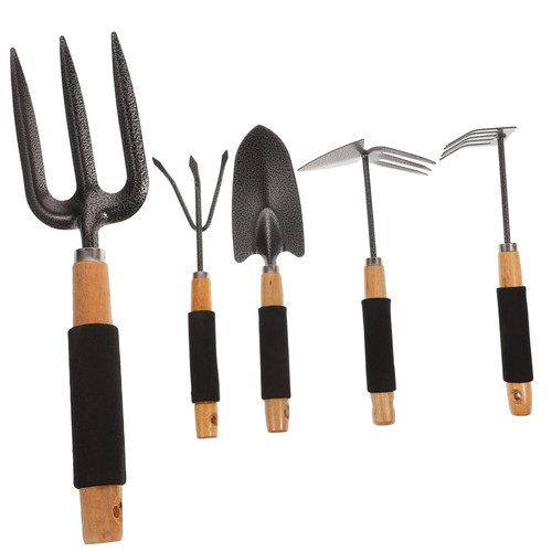 Happyyami 1 Set Gardening Household Tools Hand Rake Garden Tool Weeding Trowel Potting Shovel Mini Rake Cultivator Bonsai Digging Shovel Digging Trowel Garden Hand Fork Steel Wood Suite