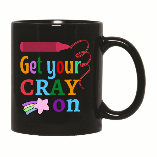 Crayon graphic for Teacher Student Kindergarten Back to School 11oz 15oz Black Coffee Mug