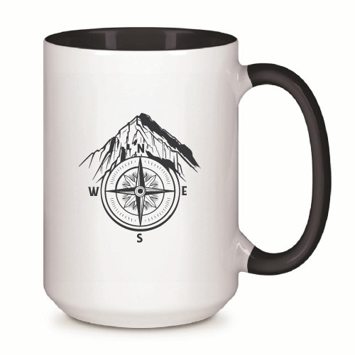 Gift for Mountain Climbers Guide Compass for Overcoming Mountains 11oz 15oz Inner Color Accent Mug