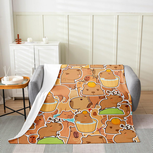 Capybara Flannel Fleece Throw Blanket Throw 50"x60" Kids Gifts for Capybara Lovers All Season Bed Blanket for Bed Sofa Couch Capybara Animals Lovers Fuzzy Blanket Orange Pattern Brown Plush Blanket Capybara Flannel Fleece Throw Blanket Throw 50"x60" Kids Gifts for Capybara Lovers All Season Bed Blanket for Bed Sofa Couch Capybara Animals Lovers Fuzzy Blanket Orange Pattern Brown Plush Blanket