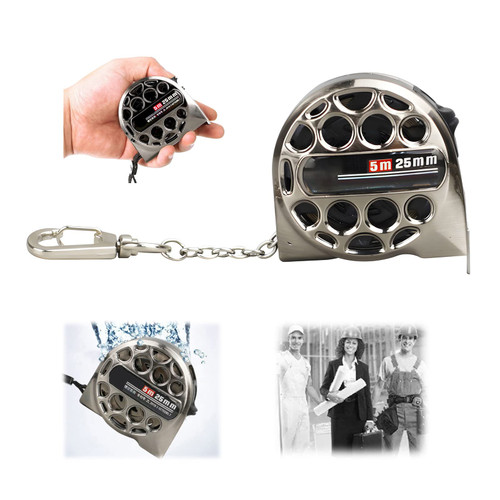 Stainless Steel Anti-Corrosion Retractable Metric Ruler, Measuring Tape Retractable, Heavy Duty Tape Measure, Hollow Design, Waterproof & Wear-Resistant Impact Measure Tape (5mx25mm)