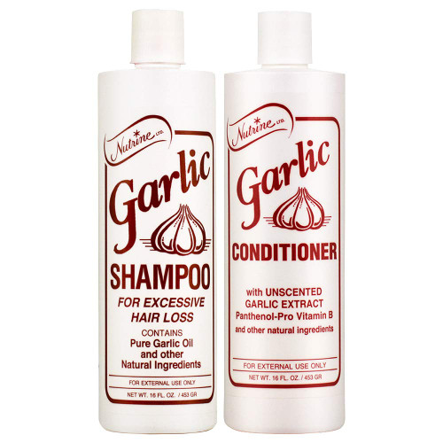 Nutrine Garlic Shampoo (Scented) 16oz + Conditioner (Unscented) 16oz