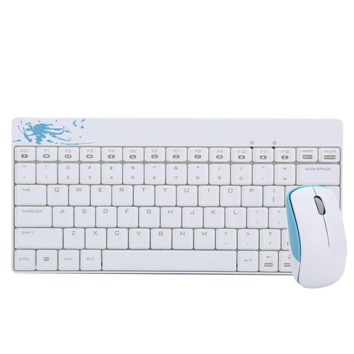 Heayzoki Wireless Keyboard and Mouse Combo, Keyboard Mouse Set, Wireless Protable Keyboard and Mouse, Combo Mini Ultra Thin Silent Keyboard Mouse Combo Set for Laptop PC (White)
