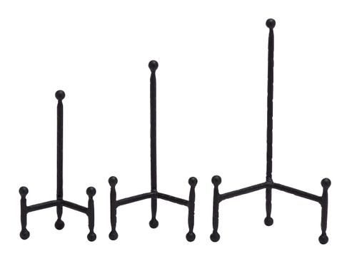 Deco 79 Metal Solid Easel with Ball Details, Set of 3 12", 10", 8"H, Black