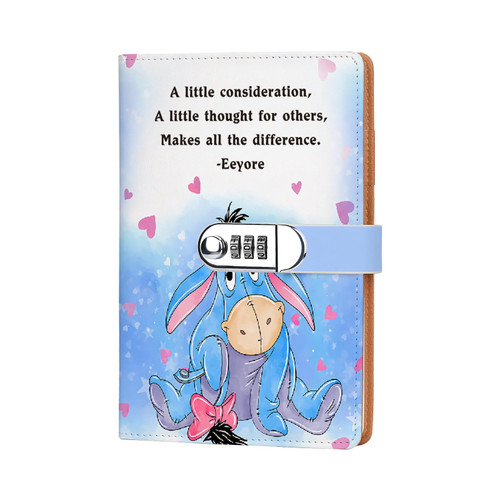 FYWZXED Eeyore Leather Combination lock Notebook Eeyore Quote Notebook for Women Men Movie Love Gift Birthday Graduation Gifts for Daughter Son (A little)