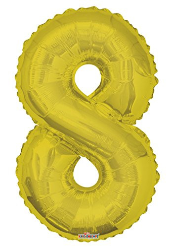 34" Jumbo Number 8 (Eight) Foil Mylar Balloon, Gold
