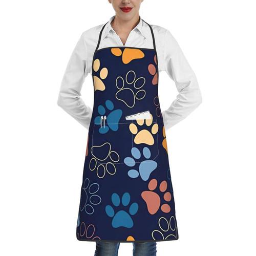 VTCTOASY Cute Dog Paw Cooking Apron With Pockets Waterproof Adjustable Bib Apron With For Men Women Suitable For Home Kitchen Chef Grill Bistro Baking Bbq Apron
