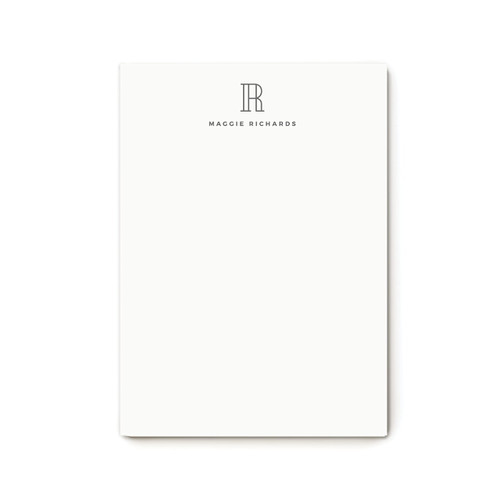 Monogram Personalized Professional NOTE PAD, Modern Mens or Womens Custom Initial Stationery - OUTLINE MONO NOTEPAD