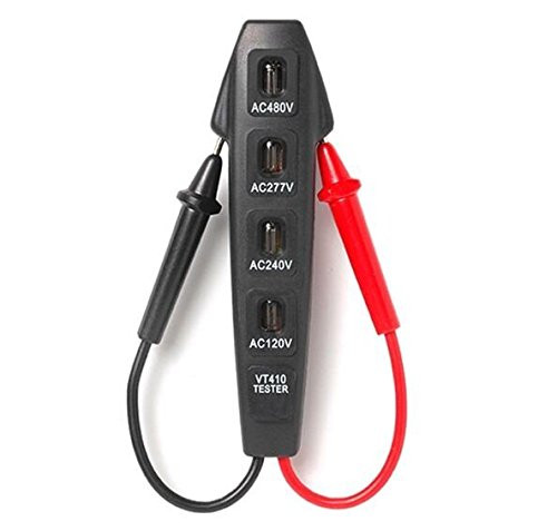 Circuit Tester- 110-460 Volts 4 Way Circuit Tester, Ideal for AC and CD- Multi Voltage Current Tester- Reinforced casing and test leads- By Katzco