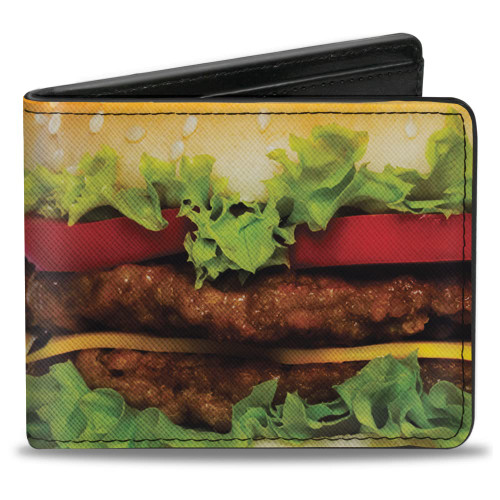 Buckle-Down Men's PU Bifold Wallet-Hamburger Vivid, Multicolor, 4.0" x 3.5"