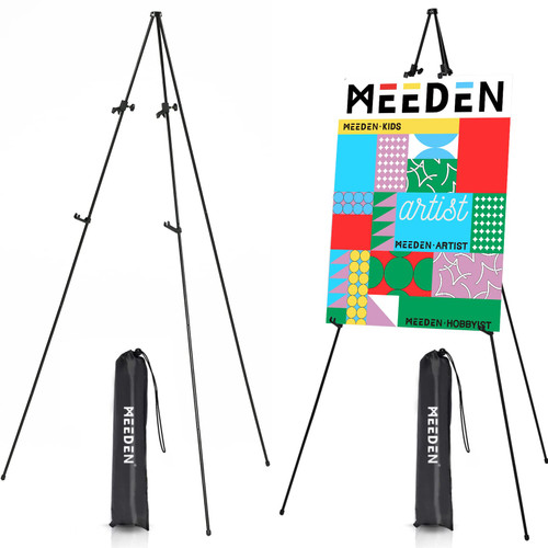 MEEDEN 2-Pack Steel Folding Tripod Display Easel -63'' Tall Adjustable Instant Easel Display Stand with Bag for Signs, Presentations, Posters & Art Displays, Holds 5 lbs