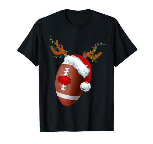 Christmas Football Ball Santa Hat Reindeer Xmas Boys Men T-Shirt Christmas Football Ball Santa Hat Reindeer Xmas Boys Men T-Shirt