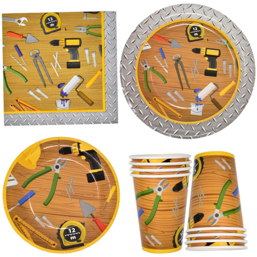 Handyman Tools Party Supplies Tableware Set 24 9" Paper Plates 24 7" Plate 24 9 Oz Cups 24 Lunch Napkins for Little Builder Handy Man Tool Carpentry Construction Zone Disposable Birthday Decorations Handyman Tools Party Supplies Tableware Set 24 9" Paper Plates 24 7" Plate 24 9 Oz Cups 24 Lunch Napkins for Little Builder Handy Man Tool Carpentry Construction Zone Disposable Birthday Decorations