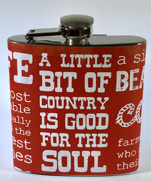 Country Western Soul Farm Cowboy Cowgirl 6 oz Stainless Steel Liquor Hip Flask Gift