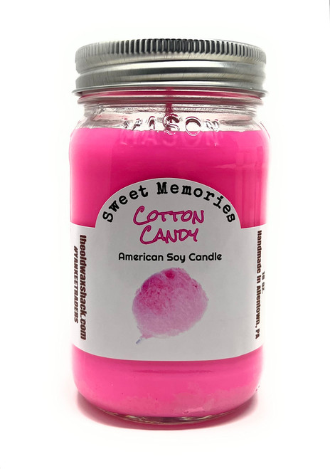 Cotton Candy Scented Soy Candle, 16 Oz Mason Jar