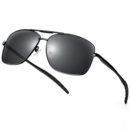 URUMQI Square Polarized Aviator Sunglasses for Men, TAC UV400 Protection Lens, Pilot Navigator Shades for Driving Golf