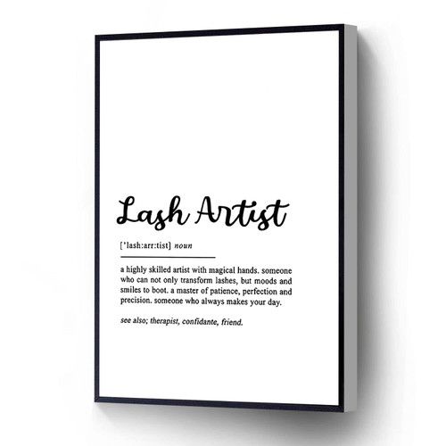RCVTVPV Lash Quote Canvas Wall Art Lash Artist Definition Poster Lash Technician Salon Print Wall Decor For Home Office Apartment Ready To Hang (Wood Frame 8 * 12 In)