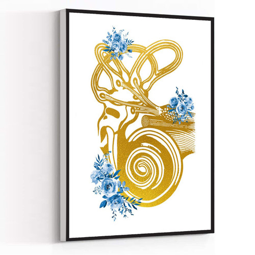 Ear Ear Canal Cochlea Vestibular Acoustic Audiology Floral Flowers Medical Art Bedroom Decor Wall The Office Decor Women Office Decor 8x12 Inch Framed Modern Canvas Wall Art