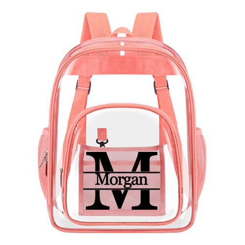 Personalized Clear Backpack with Name Custom Clear Bookbag Customized Any Text PVC Heavy Duty Transparent Backpack, Gifts