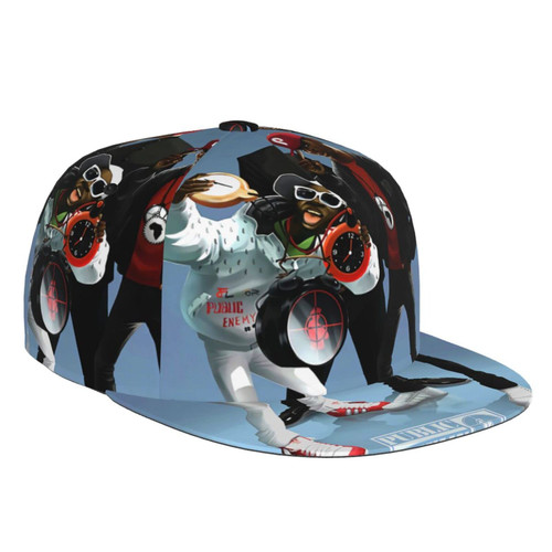 DFASRBA Public Rapper Enemy Band Hat Flat-Brimmed Baseball Cap Dad Ball Hat Snapback Hip Hop Cap for Men and Women Black