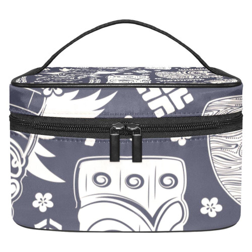 Aloha Tiki Pattern Makeup Bag for Women Girls Cosmetic Bags with Handle Travelling Makeup Organizer Bag Aloha Tiki Pattern Makeup Bag for Women Girls Cosmetic Bags with Handle Travelling Makeup Organizer Bag