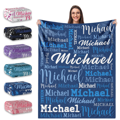 Lraggxod Custom Blanket with Name, Personalized Name Blanket for Baby Kids Adult, Customized Flannel Throw Blanket Gift for Christmas Birthday Valentines