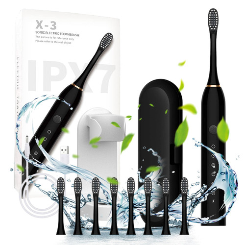 Qaailabf Electric Toothbrush with 8 Brush Heads & Toothbrush Box Bracket, IPX7 Rechargeable Toothbrush with 6 Cleaning Modes, Smart Timer, for Adults and Kids