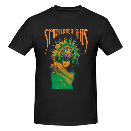 LOTIKS Siouxsie and The Banshees T Shirt Man's Summer Round Neck Tee Cotton Casual Short Sleeve Clothes Medium Black