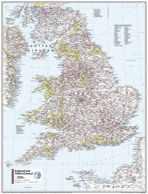 National Geographic Maps: England and Wales Wall Map - Compact - 21.5 x 16.25 inches - Front Lamination National Geographic Maps: England and Wales Wall Map - Compact - 21.5 x 16.25 inches - Front Lamination