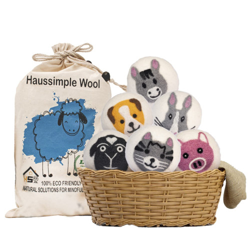 Wool Dryer Balls Laundry Fabric Softener Reusable XL Natural 100% Organic New Zealand Sheeps Wool Drying Balls Set 6-Pack Farm