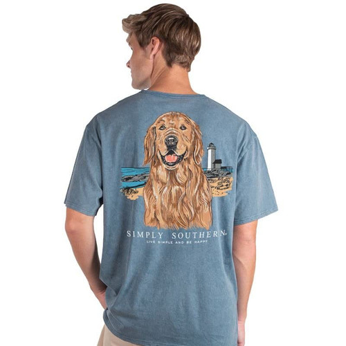 Golden Retriever & Lighthouse Simply Color T Shirt