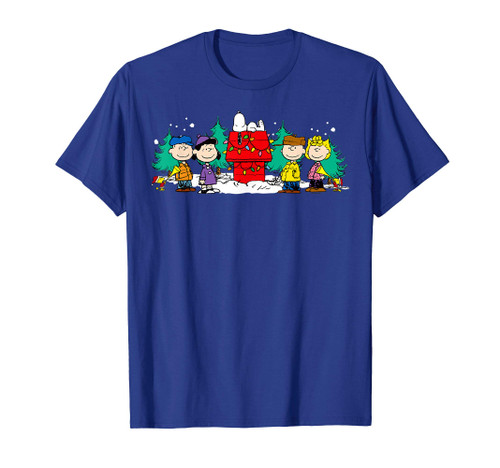 Peanuts Snoopy Dog House Holiday Family Photo T-Shirt