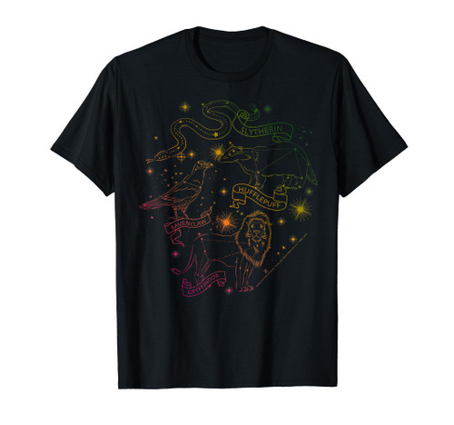 Harry Potter Hogwarts Rainbow Line Art T-Shirt
