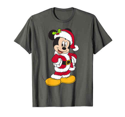 Disney Santa Mickey Mouse Holiday Short Sleeve T-Shirt Disney Santa Mickey Mouse Holiday Short Sleeve T-Shirt