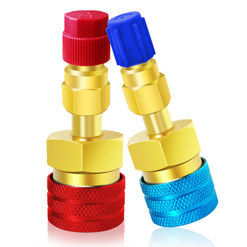 Boltigen R1234yf Quick Couplers Kit-R1234yf to R134a Conversion Kit,High/Low Side R1234yf Adapters & AC Hose Fitting Connectors,for R1234yf Car AC System Evacuation Recharging (Blue and Red)