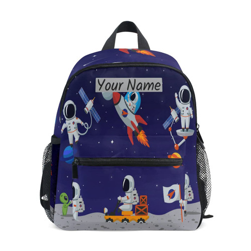 Glaphy Custom Kid's Name Backpack, Space Astronauts Toddler Backpack for Daycare Travel, Personalized Name Preschool Bookbags for Boys Girls