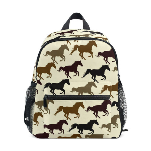 Fisyme Toddler Backpack Horse Pattern School Bag Kids Backpacks for Preschool Kindergarten Nursery Girls Boys, S