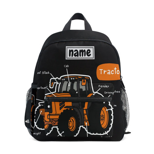 Glaphy Custom Kid's Name Backpack Tractor Toddler Backpack for Daycare Travel Personalized Name Preschool Bookbag for Boys Girls