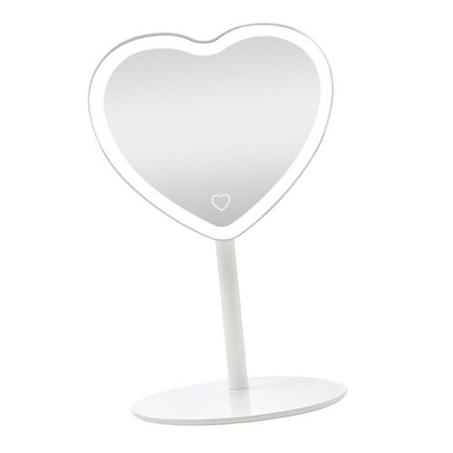 IMIKEYA Led Vanity Mirror Bathroom Cosmetics Mirror Standing Makeup Mirror Lighted Desk Mirror Makeup Mirror with Light Led Beauty Mirror Heart Decor Portable Abs Table Mirror Travel White