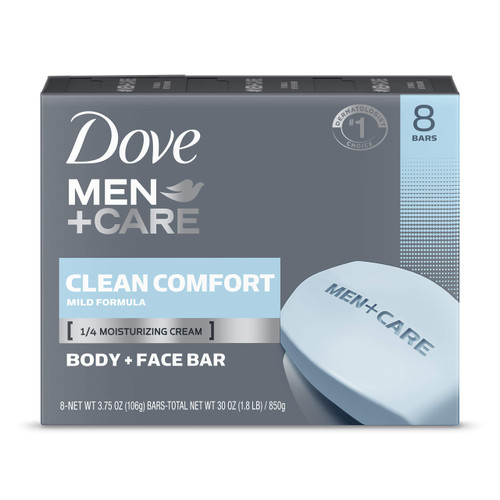 Dove Men+Care Body and Face Bar To Clean and Hydrate Skin Body and Facial Cleanser More Moisturizing Than Bar Soap 3.75 oz, 8 Bars