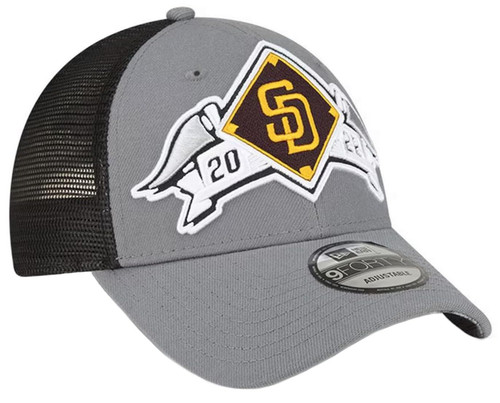 New Era San Diego Padres Trucker Mesh 2022 Post Season Snapback Adjustable Hat Cap - Gray