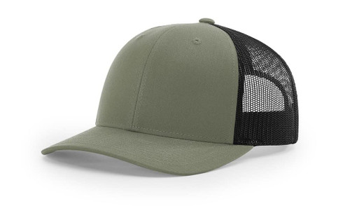 Running Partner Richardson 115 Low Profile Trucker Mesh Snapback Hat Curved Bill with NoSweat Hat Liner ((M/L), Loden/Black)