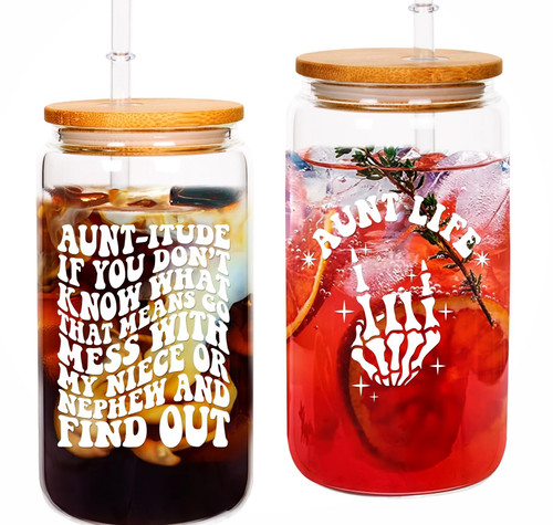 16Oz Glass Jar iced Coffee Cup | Best Aunt Gifts From Niece - Birthday Gifts for Aunt from Nephew - Funny Aunt Christmas Gifts From Niece Nephew - Best Aunt Ever Gifts 16Oz Glass Jar iced Coffee Cup | Best Aunt Gifts From Niece - Birthday Gifts for Aunt from Nephew - Funny Aunt Christmas Gifts From Niece Nephew - Best Aunt Ever Gifts