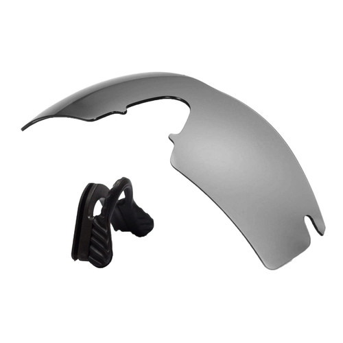 Walleva Replacement Lenses for Oakley M Frame Strike Sunglasses - Multiple Options Available (Titanium Mirror Coated - Polarized + Black Nosepad)