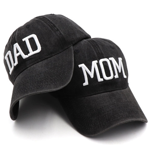 Mom and Dad Hats Mothers Day Dad Mom Gifts Hat Embroidered Adjustable Distressed Baseball Caps Gift for Couples Parents
